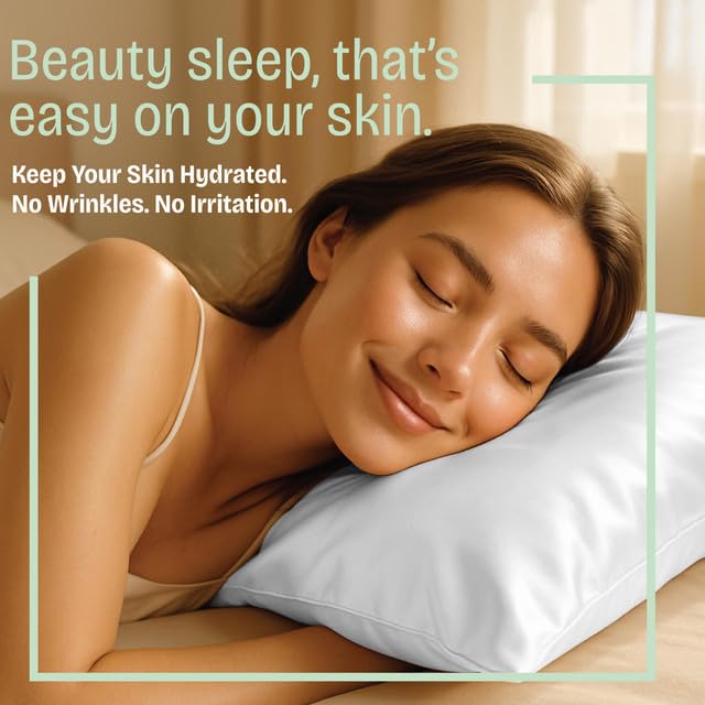 Image of BLISSFORD Luxury Satin Pillowcase for Hair - Queen Satin Pillowcase with Zipper, White (1 per Pack)