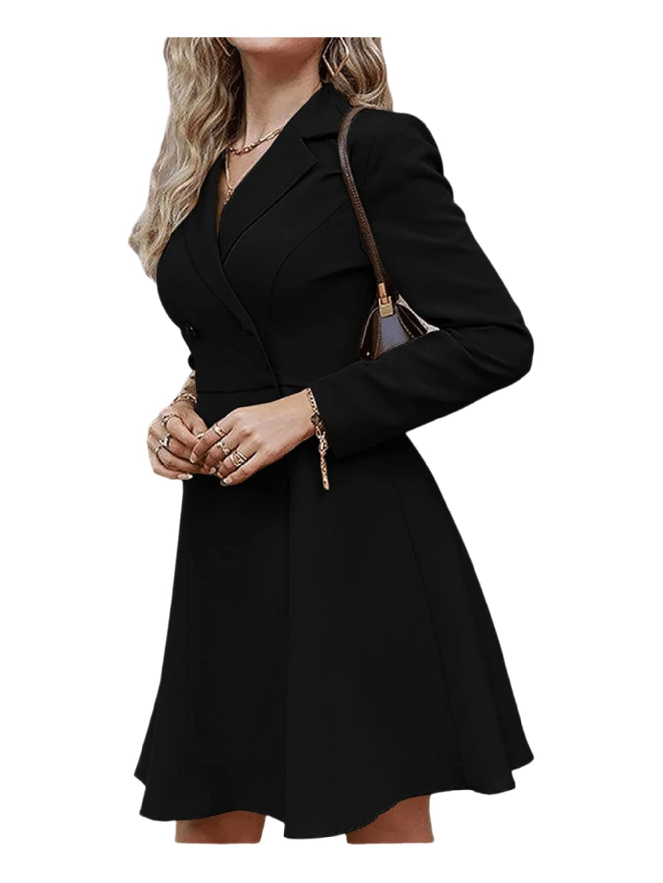 Womens Fall Fashion 2024 Blazer Dress Double Breasted Casual Work Trench Coat Notched Lapel Elegant Dresses Outfits