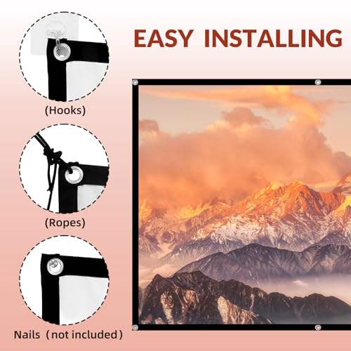 Towond Projector Screen Towond 150 Inch Projection Screen Indoor Outdoor Washable Anti-Crease 16:9 Hd Rear Front Movies Screen For Home Theater Office thumb #3