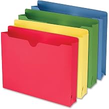 Smead File Jackets Letter Size for File Folders, Reinforced Straight-Cut Tab, 2" Expansion, Letter Size, Assorted Colors, 10 Per Pack 75688