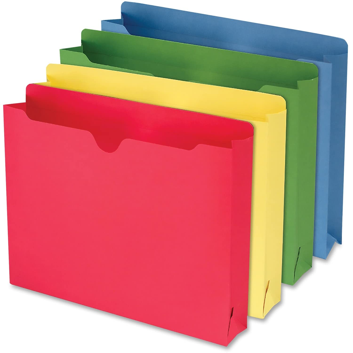 Smead File Jackets Letter Size for File Folders, Reinforced Straight-Cut Tab, 2" Expansion, Letter Size, Assorted Colors, 10 Per Pack (75688)