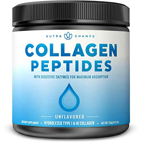 Collagen Peptides Powder - Enhanced Absorption, Double Hydrolyzed, Grass Fed, Keto Protein Powder with Vitamin C - Premium Supplement for Hair Growth, Skin, Nails, Joints & Bones, Unflavored