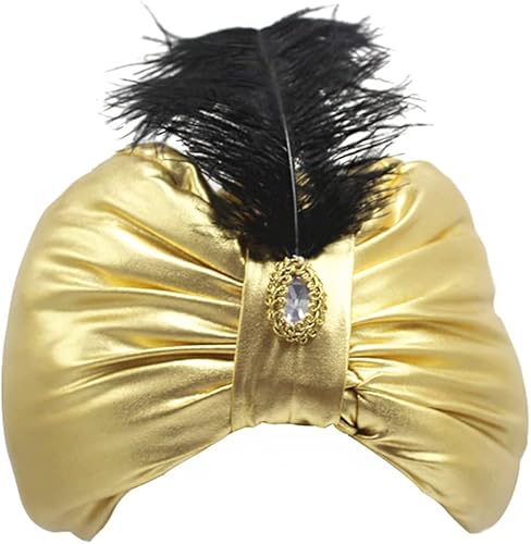 Topwon Sombrero de la India árabe, disfraz de gorra de sultán, unisex, 17.3-20.8 pulgadas, circunferencia de la cabeza, color dorado