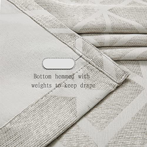 Topfinel Cream Jacquard Curtains 84 Inch Length Modern Decoration, Room Darkening Thermal Insulated Grommet Pattern Drapes For Living Room Bedroom, W52 X L84 Inches, 2 Panels #TOP6