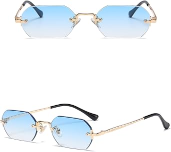 Retro Rimless Sunglasses Rectangle Frameless Women Men Polygon | Vintage,90s,Small Sun Glasses,Classic,Shades