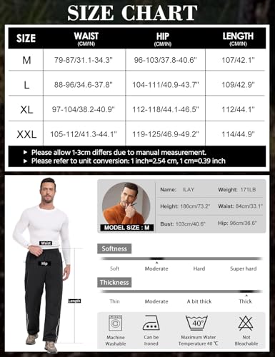 Niwicee Outdoor Hosen für Herren Jogginghose Wasserabweisende Regenhose Thermohose Fleece Gefütterte Trainingshose Sporthose Laufhose Wanderhose mit Reißverschlusstasche Jogger (Schwarz, L)