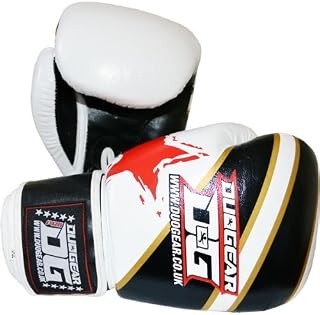 12oz WHITE 'S and S' LEATHER MUAY THAI KICKBOXING BOXING MARTIAL ARTS TRAINING SPARRING BAGWORK GLOVES