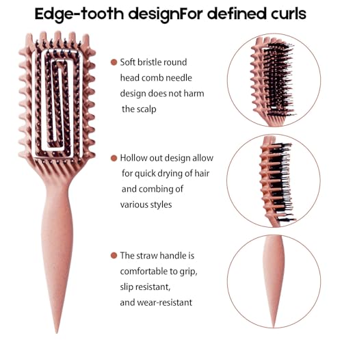 Image of Curly Hair Brush Candybrush Curl Defining Brush for Detangling Shaping and Defining Curls for Women, Men, Wet & Dry Hair (Matte Pink)