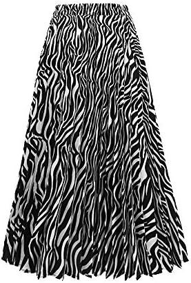 TONCHENGSD Women's Retro Midi High Waist Pleated Skirt Leopard Pr...