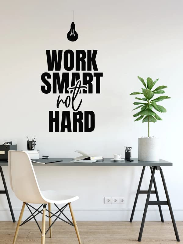 LYOMAN® Vinyl Wall Decal Work Smart Not Hard Worker Motivation Phrase
