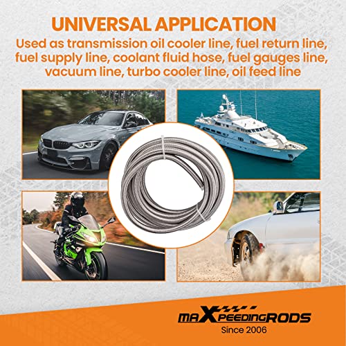 Image of 6AN 20FT PTFE Stainless Steel Fuel Line Kit, Stainless Steel Nylon Braided