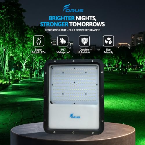 Image of Forus 150W Green Color Flood Light Outdoor LED Waterproof Decorative Focus Lamp for Home Garden Events Security Terrace Landscape Pathway Building Festival Stage Party Celebration Lighting - 1 Pc