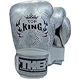 KINGTOP TOP King Boxhandschuhe, Python, weiß-Silber, Boxing Gloves, Muay Thai, Leder MMA Size 10 Oz