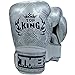 KINGTOP TOP King Boxhandschuhe, Python, weiß-Silber, Boxing Gloves, Muay Thai, Leder MMA Size 12 Oz
