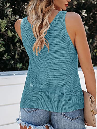 Image of Tutorutor Womens V Neck Sweater Tank Tops Summer Crochet Knit Vest Top