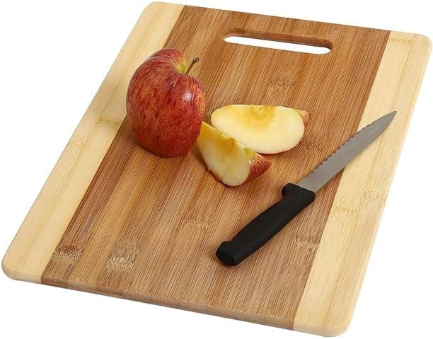 Miniatura 2 de YBM Home Tabla de cortar de bambú con mango para preparación de alimentos, carne y verduras, tabla de cortar 100% natural y bloque de carnicero, 1