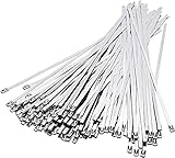 MacroHu 100 Piezas 300MM x 4,6MM Brida Metalica Bridas de Acero Inoxidable Bridas Cables Abrazaderas Metalicas para Tubos Abrazadera Cable Acero Sujetacables de Acero Inoxidable Cable Bridas de Acero