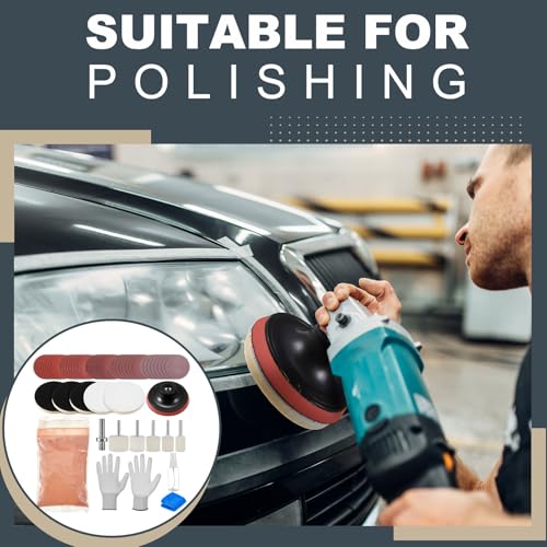 Image of Teenyyou 55 Pcs Glass Polishing Kit Windshield Scratch Repair Kit Car Windscreen Glass Scratch Remover 120g Cerium Oxide Powder Wheels Polish Pads Sandpaper Window Repair Tool for Car Windscreen