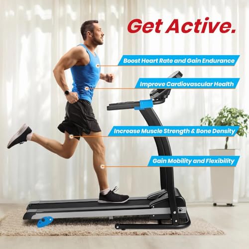 Image of SereneLife Portable Foldable Treadmill with Remote Control, 8.7 MPH Smart Speed Control, Treadmills for Home, Under Desk Treadmill for Home Office, Shock Absorption, App Support, 265lbs Limit