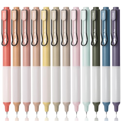 Mr. Pen Retractable Fine Point Pens - 12 Pack, Black Ink, Vintage Barrels, Fast Dry Pens for Journaling