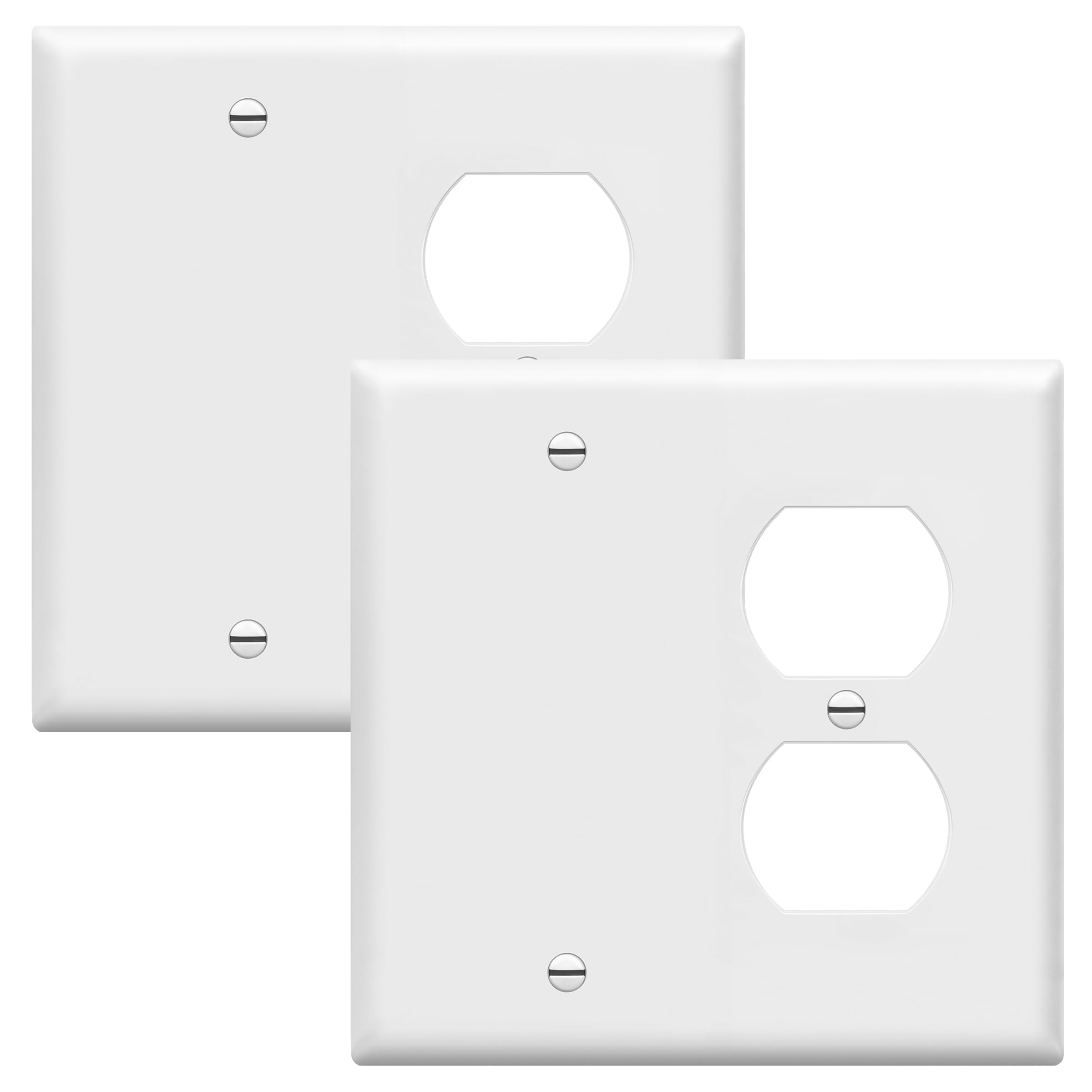 ENERLITES Combination Blank Device/Duplex Receptacle Outlet Wall Plate Cover, Standard Size 2-Gang 4.50" x 4.57", Polycarbonate Thermoplastic, UL