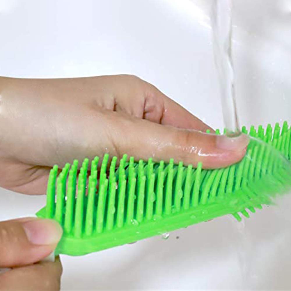 2 Pack Pet Hair Remover Rubber Portable Fluff Cleaner for Carpet Clothes Furniture Sofa Leather Car Seat Also Used as Dog Cat Bath Brush with Massage Effect (Green + Blue)