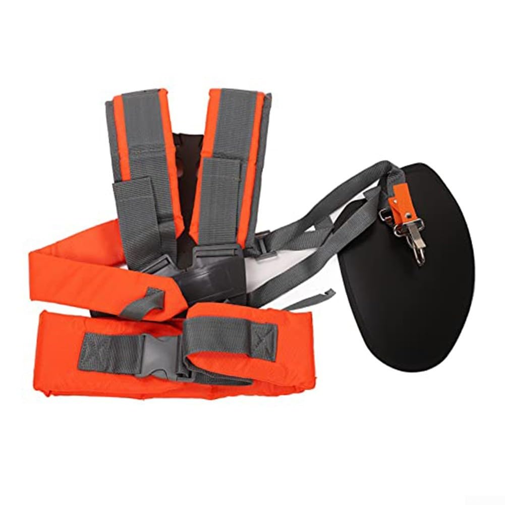 Adjustable Double Shoulder Strap for Grass Trimmers and Brush Cutters, Heavy Duty Nylon Harness with Padded Support for Lawn Mower Accessories