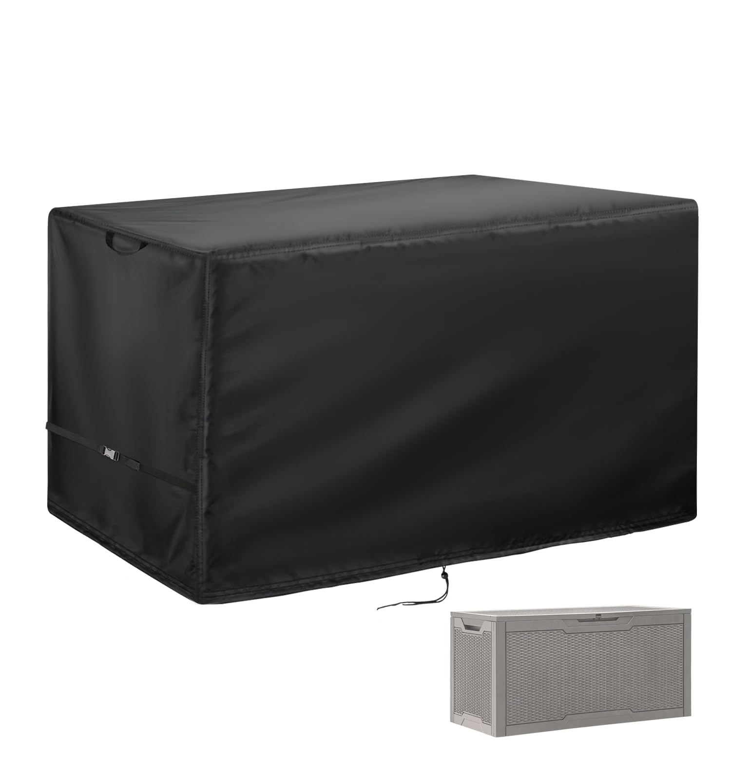Flymer Garden Storage Box Cover Large, 500D Heavy Duty Outdoor Storage Bench Cover with Handles, Patio Deck Box Covers Waterproof & UV-Resistant, 120 × 56 × 59cm, Black