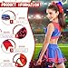 Hanaive Cheerleading Pom Poms and Large Cheerleader Hair Bow 12 Inch Large Metallic Cheer Cheerleader Pom Poms for Sports Team Spirit Cheering(Red and Blue Mixed,Glitter)