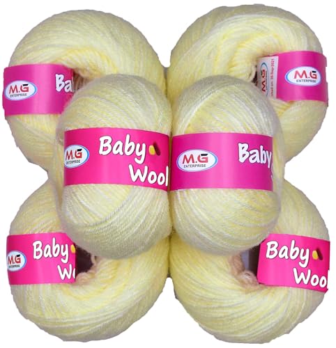Image of M.G ENTERPRISE 100% Acrylic Wool Dark Cream 6 Pc Baby Wool 4 ply Ball Hand Knitting Wool /Art Craft Soft Fingering Crochet Hook Yarn- Art-EF