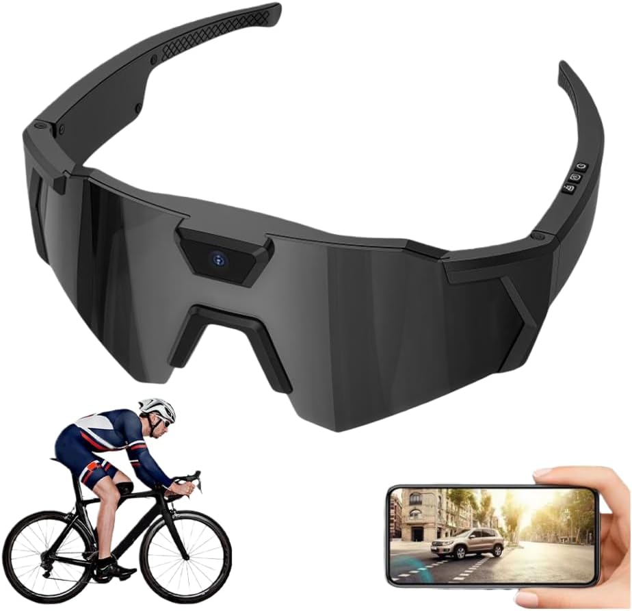 POV Glasses 4K Baseball Glasses with Camera Smart Camera Glasse for Men Women Sunglasses with Cameras with 32GB SD Card