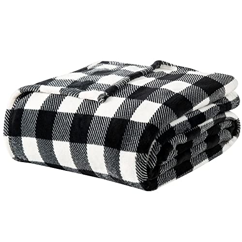 Bedelite Fleece Throw Blanket For Couch Sofa Bed, Buffalo Plaid Decor Black And White Checkered Blanket, Cozy Fuzzy Soft Lightweight Warm Blankets For Spring And Summer #TOP7