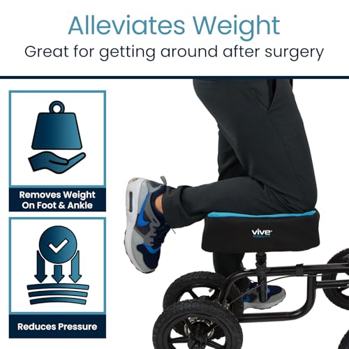 Vive Mobility Knee Walker Padded Gel Cover - Premium Comfort Gel Cushion, Accessory for Knee Scooters, Padded Accessories, Leg Cart Roller Improves Comfort During Injury, Fits Most Knee Trollys (Blue) - Thumbnail 2