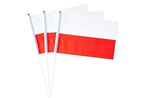 Poland Flag Polish Small Stick Mini Hand Held Flags Decorations 1DZ