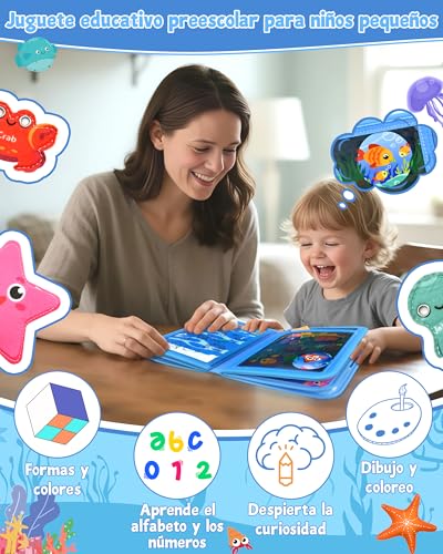 Miniatura 3 de Sayhalo Libro Montessori 1 Año - 24 En 1 Busy Board De Actividad, Libro Interactivo Juguetes Montessori Para Niños 1 2 3 Años - 12 Páginas Marino - Diseño Original