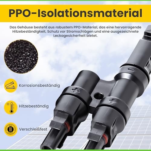 Offgridtec Y-Stecker Easy-Klick Verschluss, XLR Steckverbindertyp, Kompatibel mit Solarmodulen, Schutzklasse IP67, Geeignet für Spannungen bis 1000V DC, Snap-In-Verriegelung, Für den Einsatz im Freien