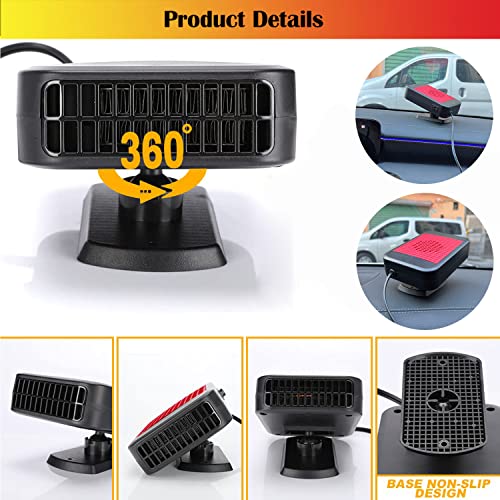 Portable Car Heater,360 °Rotatable 12V 200W Car Heater Defroster 2 in 1 Heating & Cooling Fan Windshield Demisting Defroster Plug into Cigarette Lighter(Red)
