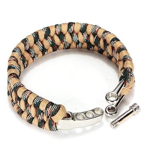Dcolor 7 Strand Supervivencia Militar pulsera de la cuerda de la armadura de la hebilla - Caqui
