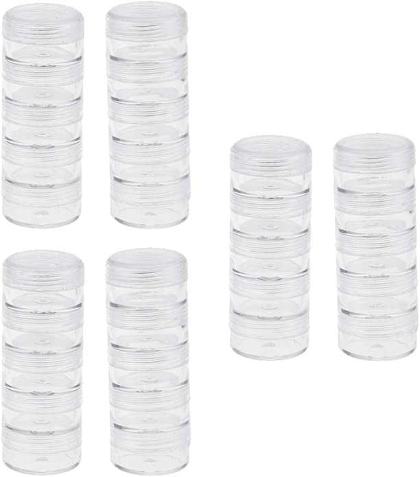 freneci 6X 5 Stackable Plastic Clear Screw Top Storage Container Craft