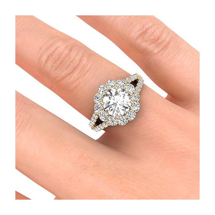 2.10 Ct Round Cut Lab Created Diamond Womens Engagement Wedding Band Ring 14k Gold Finish 925 Sterling Silver2