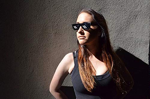 Image of DC DECORIO Thug Life Sunglasses Pixel Gangsta Life Funny Novelty Shades (Black) (BLACK BIG)