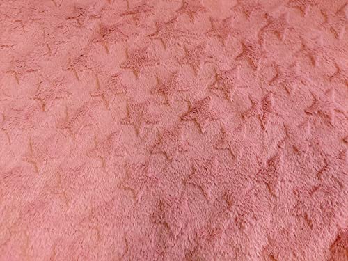 Tissu en fausse fourrure de luxe étoiles roses coupon 500x150 cm pour plaid et déguisement