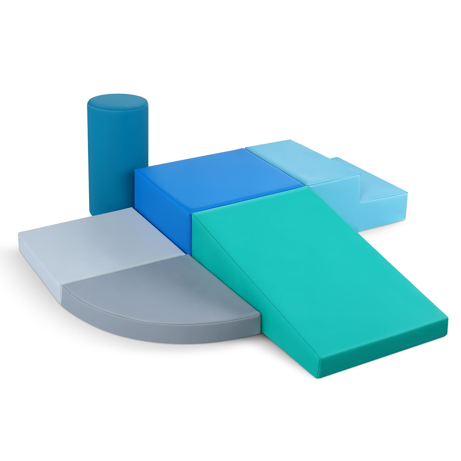 6-Piece Soft PU Leather Indoor Climbing Toys for Toddlers - Baby Foam Activity Play Set for Climbing, Crawling, Sliding - Soft Safe Activity Blocks Early Development and Fun Playtime