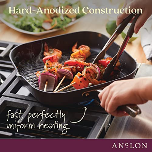 Anolon Advanced Home Hard Anodized Nonstick Deep Square Grill/Griddle Pan With Pour Spouts, 11 Inch - Moonstone #TOP6