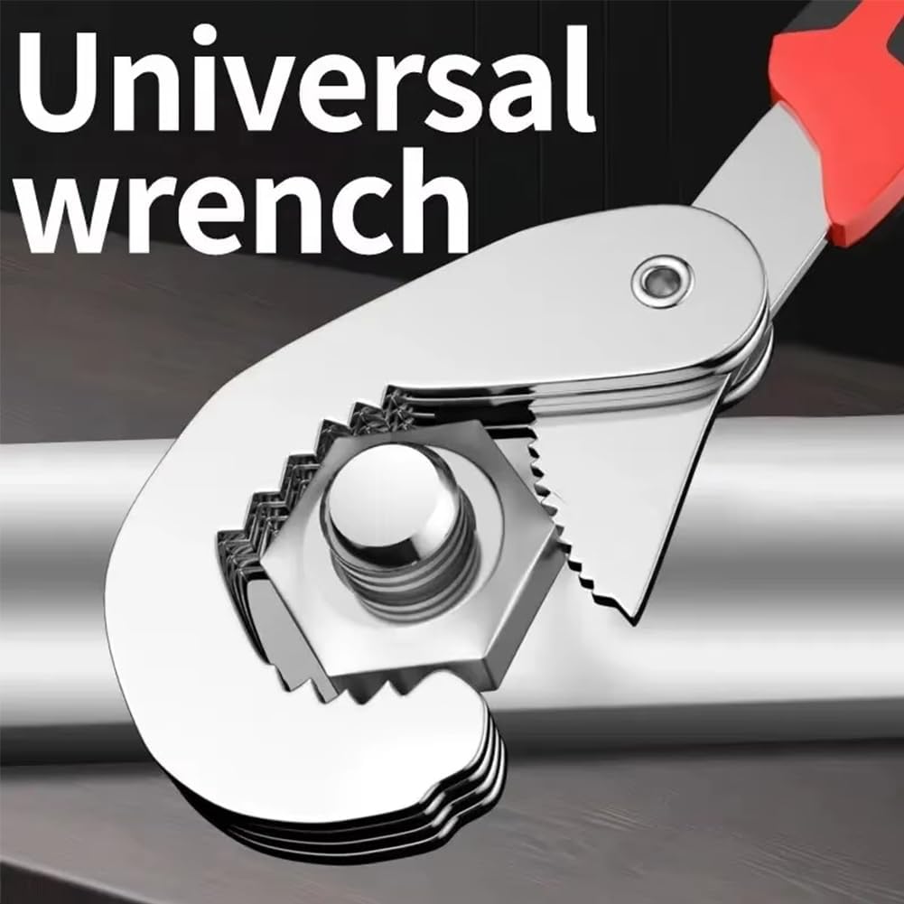 Dual Head Adjustable Wrench, 2-in-1 Self-Adjusting Pipe Tool, Carbon Steel, for Plumbing, Automotive & DIY Repair