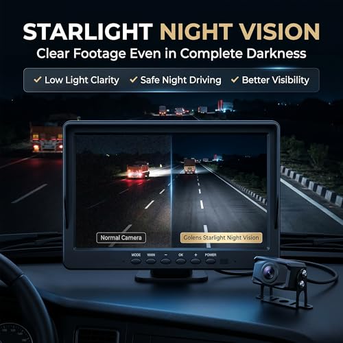 Image of Lenovo 4 Channel Dash Cam for Trucks & Buses with 10 Inch IPS Monitor, 1080P Quad Split View, Night Vision, Parking Monitor, Loop Recording, 9V-36V Vehicle Compatible T5-T4C