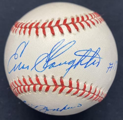 Enos Slaughter #17 1957-1958 World Series Yankees Vs. Braves Signed Baseball JSA - Autographed Baseballs