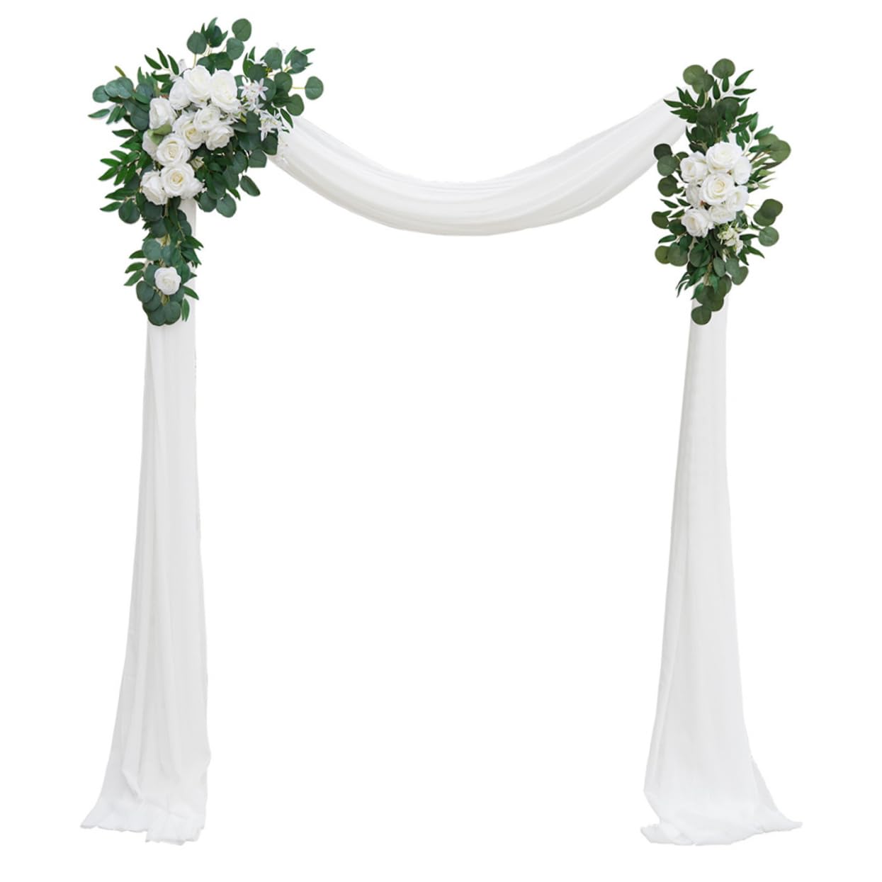 Cabilock Juego de Flores Artificiales White de Bodas Apariencia y Tela de Gasa, Adecuado y Centros de Mesa Elegantes