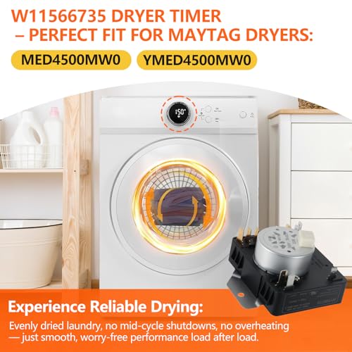 Image of W11566735 W11685947 Dryer Timer Replacement, Genuine OEM Quality, Replaces AP7215858, PS17216594, EAP17216594, 4981088, 162-428-1, Fits Maytag Dryer MED4500MW0 YMED4500MW0, 2-Year Warranty