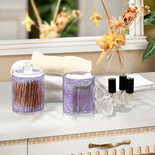 Dispensador de bastoncillos Qtip hermético con tapa morada brillante 8
